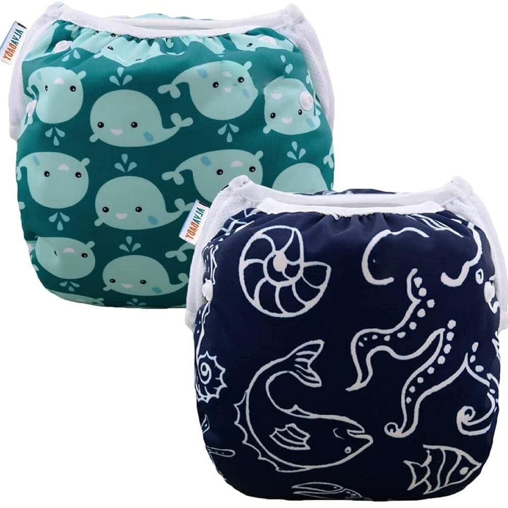 NEW 2pcs ALVABABY Swim Diapers nap One Size Reusable Adjustable Washable